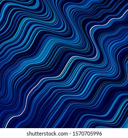 Dark BLUE vector pattern with wry lines. Illustration in halftone style with gradient curves. Best design for your posters, banners.