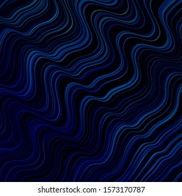 Dark BLUE vector pattern with wry lines. Illustration in halftone style with gradient curves. Pattern for websites, landing pages.