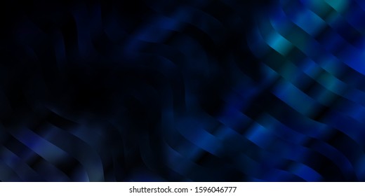 Dark BLUE vector pattern with wry lines. Illustration in abstract style with gradient curved.  Pattern for commercials, ads.