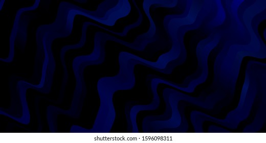 Dark BLUE vector pattern with wry lines. Colorful illustration in abstract style with bent lines. Pattern for commercials, ads.