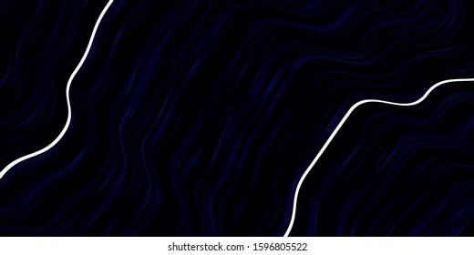 Dark BLUE vector pattern with wry lines. Colorful abstract illustration with gradient curves. Template for cellphones.