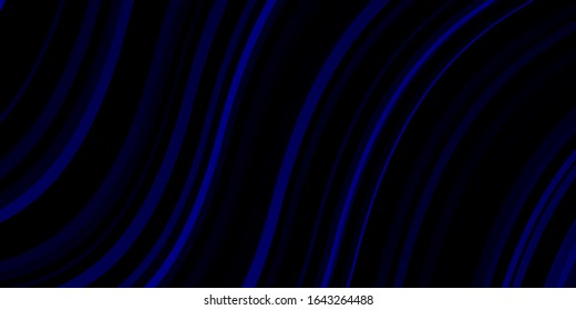 Dark BLUE vector pattern with wry lines. Colorful illustration in circular style with lines. Template for cellphones.