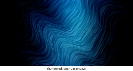 Dark BLUE vector pattern with wry lines. Colorful illustration with curved lines. Best design for your ad, poster, banner.