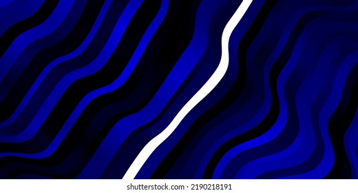 Dark BLUE vector pattern with wry lines. Illustration in halftone style with gradient curves. Pattern for websites, landing pages.