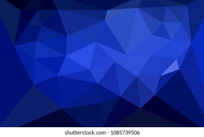 Dark BLUE vector polygon abstract background with a heart in a centre. Abstract illustration with an elegant triangles. Triangular pattern for your design.