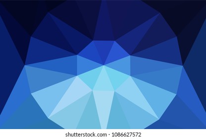 Dark BLUE vector polygon abstract layout with a gem in a centre. Illustration in Origami style with gradient. Pattern for a brand book's backdrop.