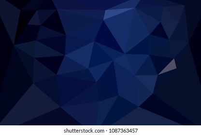 Dark BLUE vector polygon abstract layout with a heart in a centre. A sample with polygonal shapes. A completely new design for your leaflet.