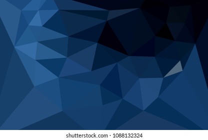 Dark BLUE vector polygon abstract layout with a heart in a centre. Triangular geometric sample with gradient.  Brand new style for your business design.