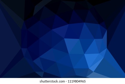 Dark BLUE vector polygon abstract background with a gem in a centre. Polygonal illustration, which consists of triangles. Pattern for a brand book's backdrop.