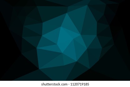 Dark BLUE vector polygon abstract background with a heart in a centre. Triangular geometric sample with gradient.  Triangular pattern for your design.