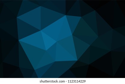Dark BLUE vector polygon abstract layout. Shining polygonal illustration, which consist of triangles. Triangular pattern for your design.