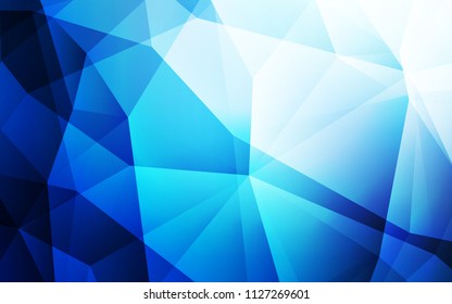 Dark BLUE vector polygon abstract backdrop. Triangular geometric sample with gradient.  Triangular pattern for your design.