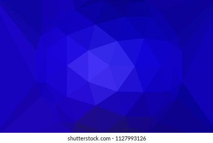 Dark BLUE vector polygon abstract layout with a gem in a centre. Modern abstract illustration with triangles. Best triangular design for your business.