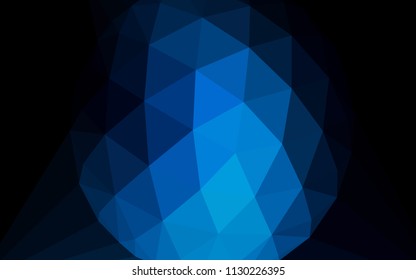 Dark BLUE vector polygon abstract layout with a gem in a centre. Elegant polygonal illustration with gradient. Template for cell phone's backgrounds.