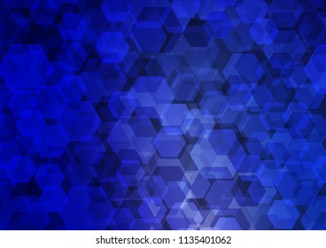 Dark BLUE vector polygon abstract pattern. hexagonal geometric sample with gradient.  A completely new template for your business design.