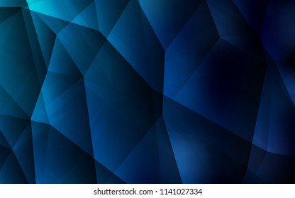 Dark BLUE vector polygon abstract backdrop. A sample with polygonal shapes. Best triangular design for your business.