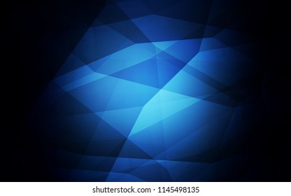 Dark BLUE vector polygon abstract backdrop. Shining polygonal illustration, which consist of triangles. Polygonal design for your web site.