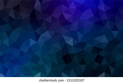 Dark BLUE vector polygon abstract backdrop. Glitter abstract illustration with an elegant triangles. A completely new design for your leaflet.