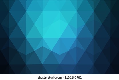 Dark BLUE vector polygon abstract background. Triangular geometric sample with gradient.  A completely new design for your leaflet.