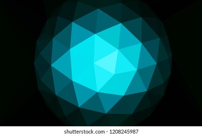 Dark BLUE vector polygon abstract layout with a gem in a centre. Illustration in Origami style with gradient.  A completely new design for your leaflet.