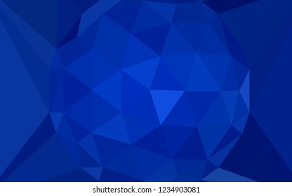 Dark BLUE vector polygon abstract backdrop with a gem in a centre. Illustration in Origami style with gradient. Triangular pattern for your design.