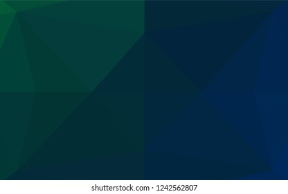 Dark BLUE vector polygon abstract backdrop. A vague abstract illustration with gradient. The textured pattern can be used for background.