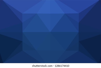 Dark BLUE vector polygon abstract background. An elegant bright illustration with gradient. Triangular pattern for your business design.