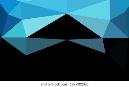 Dark BLUE vector polygon abstract backdrop. Triangular geometric sample with gradient.  Template for a cell phone background.