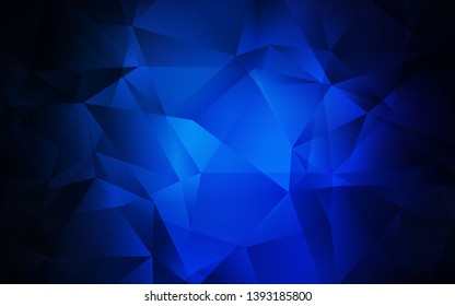 Dark BLUE vector polygon abstract layout. Shining colorful illustration with triangles. Best triangular design for your business.