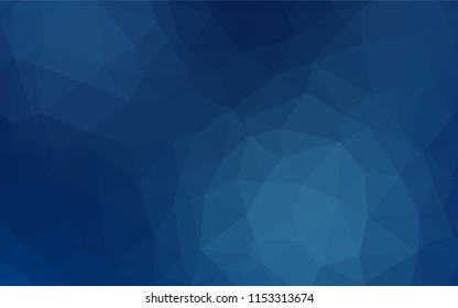 Dark BLUE vector polygonal background. Shining illustration, which consist of triangles. The textured pattern can be used for background.