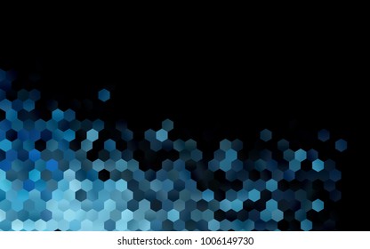 Dark BLUE vector polygonal illustration, which consist of hexagons. Hexagonal pattern for your business design. Geometric background in Origami style with gradient. 