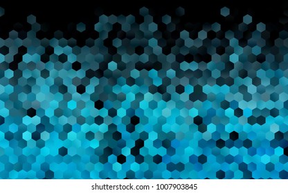 Dark BLUE vector polygonal illustration, which consist of hexagons. Hexagonal pattern for your business design. Geometric background in Origami style with gradient. 