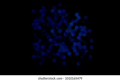 Dark BLUE vector polygonal illustration, which consist of hexagons. Hexagonal design for your business. Creative geometric background in Origami style with gradient