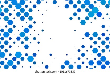 Dark BLUE vector polygonal illustration, which consist of hexagons. Hexagonal design for your business. Creative geometric background in Origami style with gradient