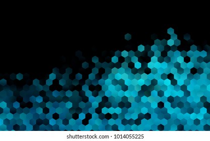 Dark BLUE vector polygonal illustration, which consist of hexagons. Hexagonal pattern for your business design. Geometric background in Origami style with gradient. 