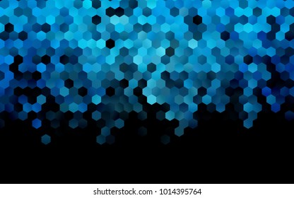 Dark BLUE vector polygonal illustration, which consist of hexagons. Hexagonal pattern for your business design. Geometric background in Origami style with gradient. 