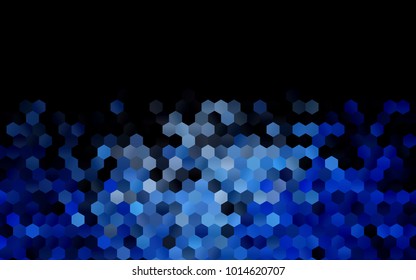 Dark BLUE vector polygonal illustration, which consist of hexagons. Hexagonal design for your business. Creative geometric background in Origami style with gradient