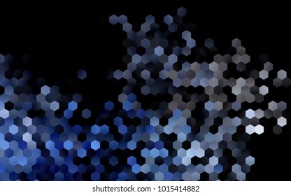 Dark BLUE vector polygonal illustration, which consist of hexagons. Hexagonal pattern for your business design. Geometric background in Origami style with gradient. 