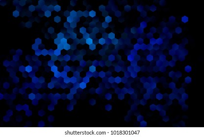 Dark BLUE vector polygonal illustration, which consist of hexagons. Hexagonal pattern for your business design. Geometric background in Origami style with gradient. 