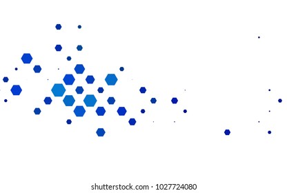 Dark BLUE vector polygonal illustration, which consist of hexagons. Hexagonal design for your business. Creative geometric background in Origami style with gradient