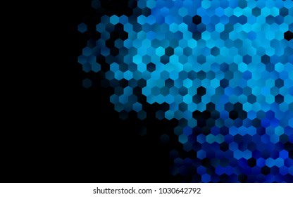 Dark BLUE vector polygonal illustration, which consist of hexagons. Hexagonal pattern for your business design. Geometric background in Origami style with gradient. 