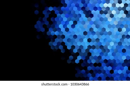 Dark BLUE vector polygonal illustration, which consist of hexagons. Hexagonal pattern for your business design. Geometric background in Origami style with gradient. 