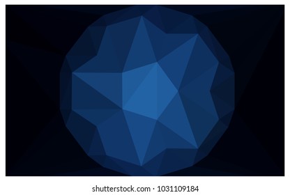 DARK BLUE vector polygonal illustration, which consist of triangles with a gemstone in center. Triangular design of a huge diamond for your business. Creative geometric background of gems.