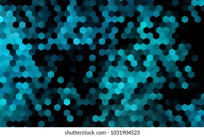 Dark BLUE vector polygonal illustration, which consist of hexagons. Hexagonal pattern for your business design. Geometric background in Origami style with gradient. 