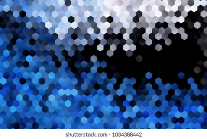 Dark BLUE vector polygonal illustration, which consist of hexagons. Hexagonal pattern for your business design. Geometric background in Origami style with gradient. 