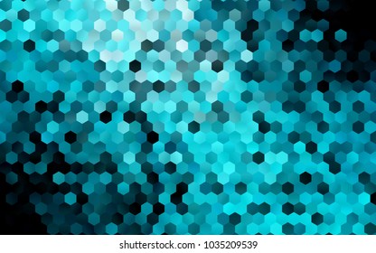 Dark BLUE vector polygonal illustration, which consist of hexagons. Hexagonal pattern for your business design. Geometric background in Origami style with gradient. 