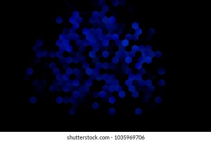 Dark BLUE vector polygonal illustration, which consist of hexagons. Hexagonal design for your business. Creative geometric background in Origami style with gradient