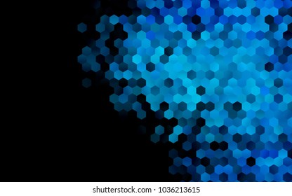 Dark BLUE vector polygonal illustration, which consist of hexagons. Hexagonal pattern for your business design. Geometric background in Origami style with gradient. 