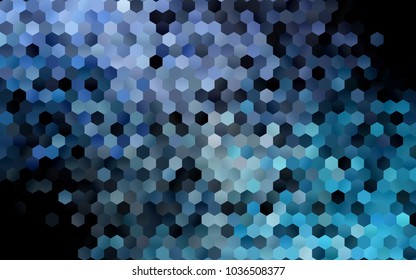 Dark BLUE vector polygonal illustration, which consist of hexagons. Hexagonal pattern for your business design. Geometric background in Origami style with gradient. 