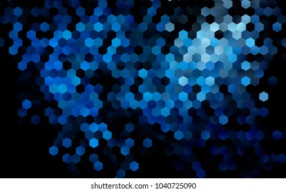 Dark BLUE vector polygonal illustration, which consist of hexagons. Hexagonal pattern for your business design. Geometric background in Origami style with gradient. 
